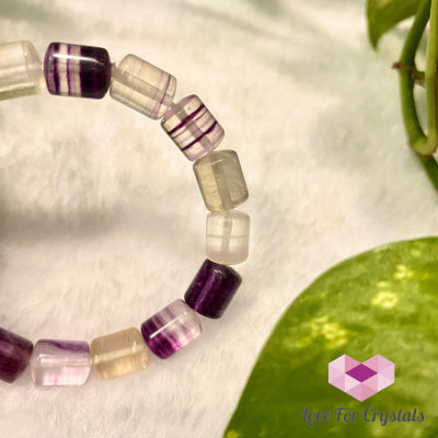 Rainbow Fluorite Cylinder Bracelet 6.0