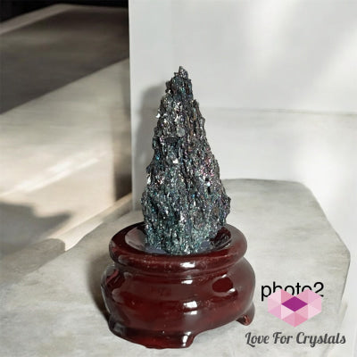 Rainbow Stone Raw with Stand photo2 - 60g 67mm Raw crystal