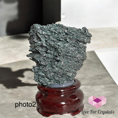 Rainbow Stone Raw with Stand photo2 - 95g 70mm Raw crystal