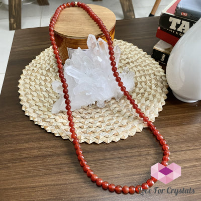 Red Agate 15 Long Necklace With 14K Gold-Filled Bead