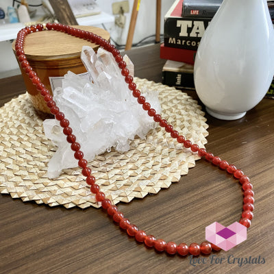 Red Agate 15 Long Necklace With 14K Gold-Filled Bead