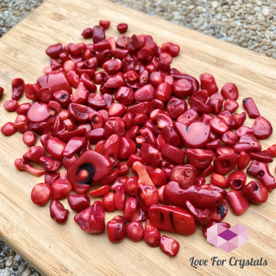 Red Coral Crystal Chips In A Bag Tumbled