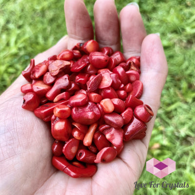 Red Coral Crystal Chips In A Bag Tumbled