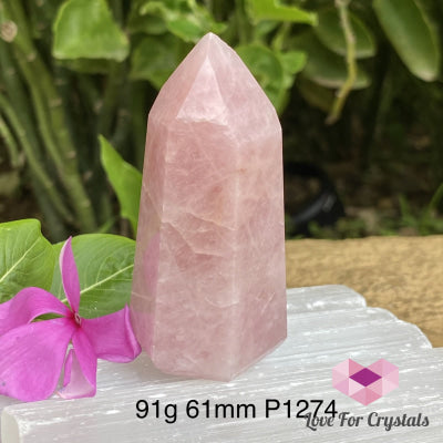 Rose Quartz Crystal Point (Brazil) Standing 91G 61Mm Points