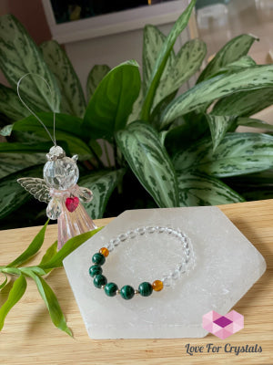 Success Bracelet (Malachite Clear Quartz Amber With 14K Gold Filled Beads Bracelets