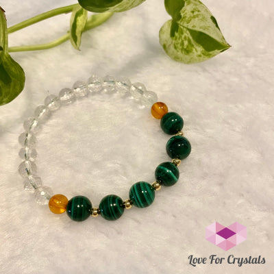 Success Bracelet (Malachite Clear Quartz Amber With 14K Gold Filled Beads Bracelets