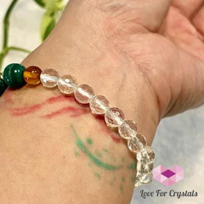 Success Bracelet (Malachite Clear Quartz Amber With 14K Gold Filled Beads Bracelets