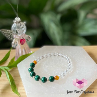 Success Bracelet (Malachite Clear Quartz Amber With 14K Gold Filled Beads Bracelets
