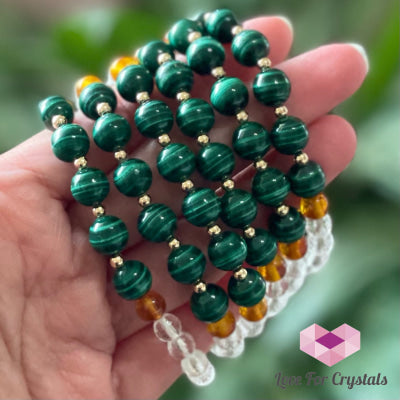 Success Bracelet (Malachite Clear Quartz Amber With 14K Gold Filled Beads Bracelets