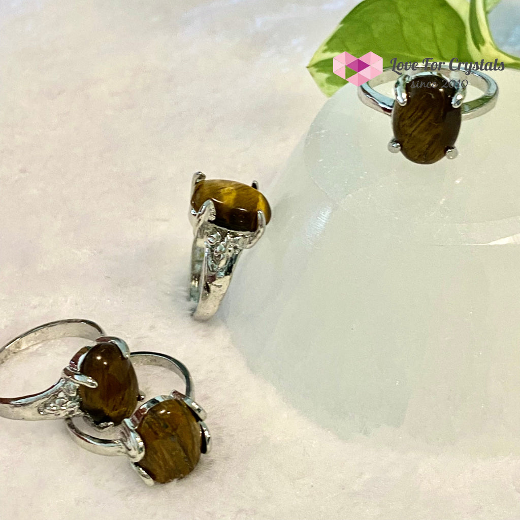 Tigers Eye Oval Ring (Zinc Alloy Metal) Size 10.5