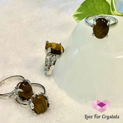 Tigers Eye Oval Ring (Zinc Alloy Metal) Size 10.5