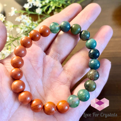 Virgo Zodiac Remedy Bracelet (Moss Agate & Red Jasper) 23 Aug-22 Sept 6.5 (Large)