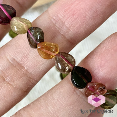 Watermelon Tourmaline Heart Crystal Bracelet (Brazil) (4 To 6Mm Heart)