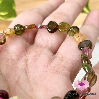 Watermelon Tourmaline Heart Crystal Bracelet (Brazil) (4 To 6Mm Heart)