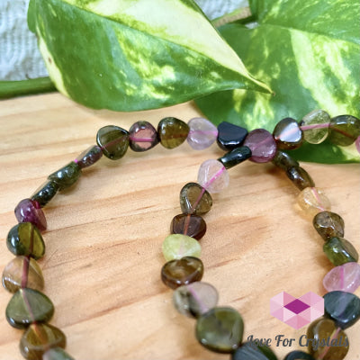 Watermelon Tourmaline Heart Crystal Bracelet (Brazil) (4 To 6Mm Heart)