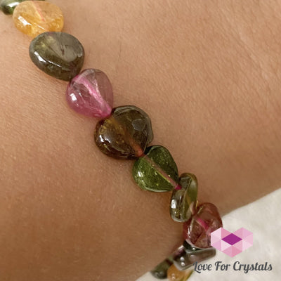 Watermelon Tourmaline Heart Crystal Bracelet (Brazil) (4 To 6Mm Heart)