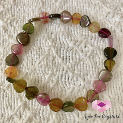 Watermelon Tourmaline Heart Crystal Bracelet (Brazil) (4 To 6Mm Heart)