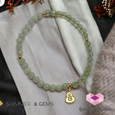 2024 Good Health Bracelet (Prehnite Burma Jade & 14K Goldplated Copper Wu Lou Charm) Bracelets