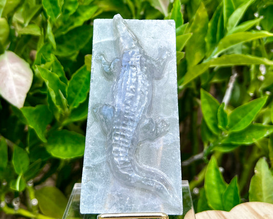 Fluorite Crocodile Carving Slab