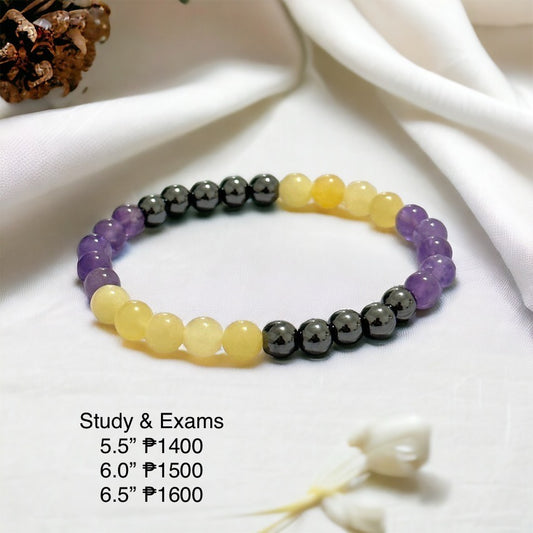 Study & Exams Remedy Bracelet (Hematite, Calcite, Amethyst 6mm)