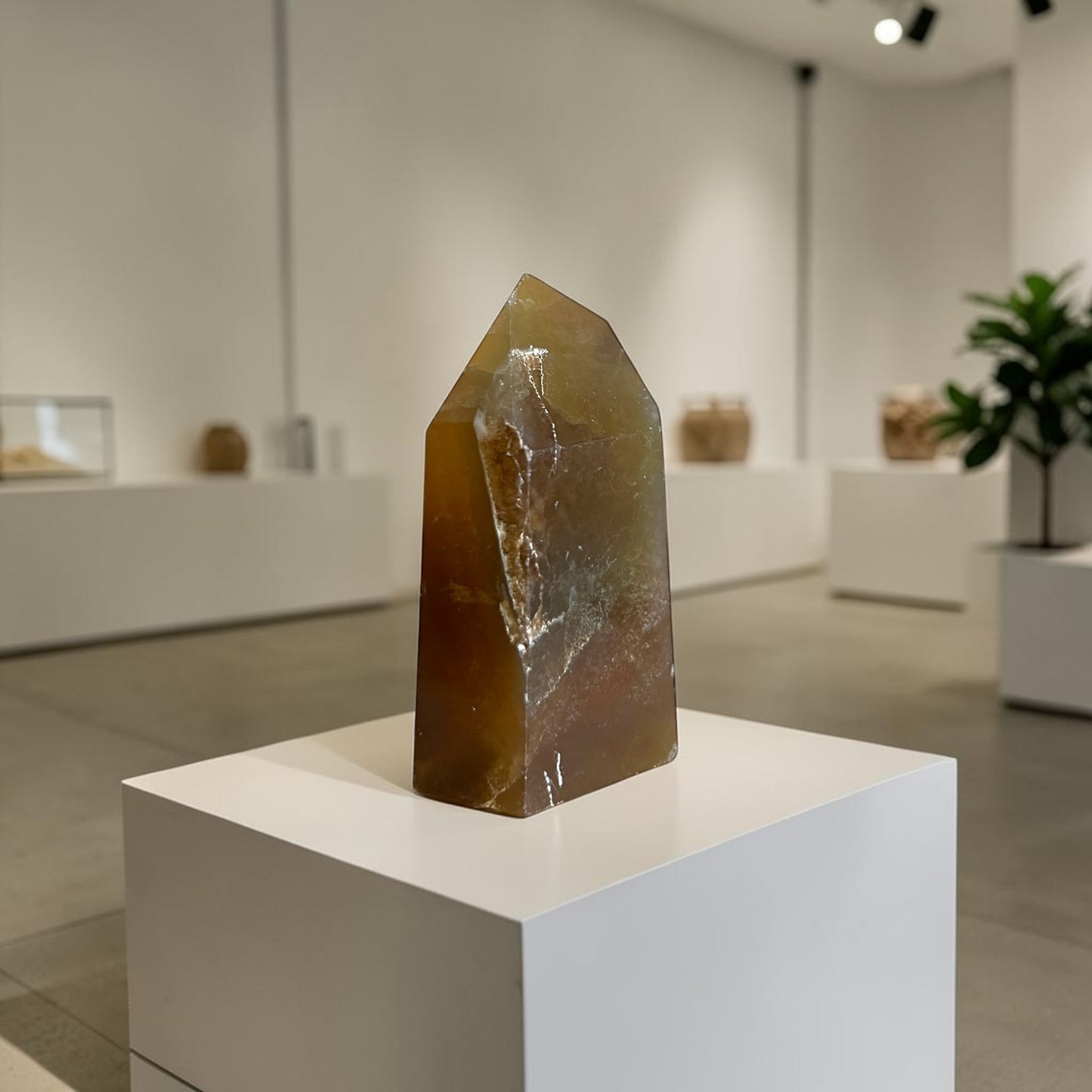 Natural Yellow Rainbow Fluorite Tower