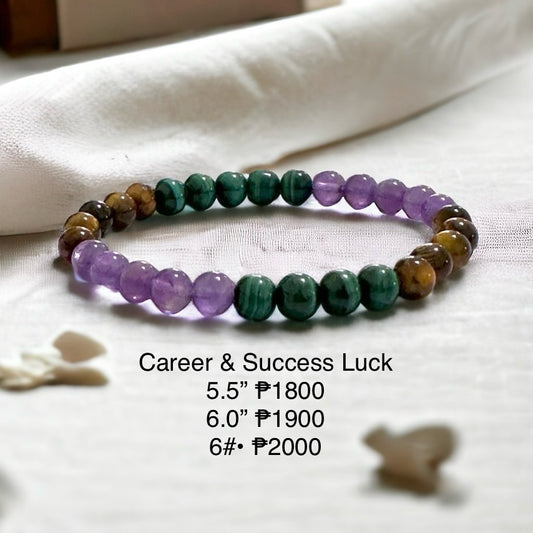Career & Success Luck Remedy Bracelet 6mm (Amethyst, Tiger’s Eye & Malachite)