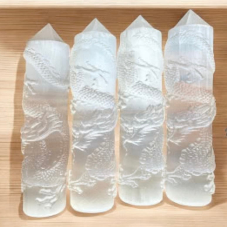 Selenite Dragon Tower (10cm) Morocco Light of the Ancients – Guardian of Clarity (Pre-coded, Activated)