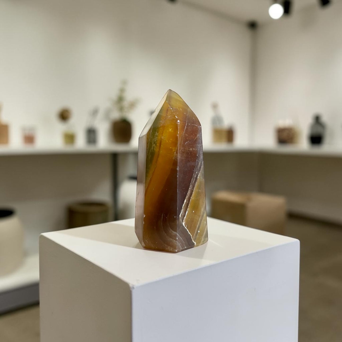 Natural Yellow Rainbow Fluorite Tower
