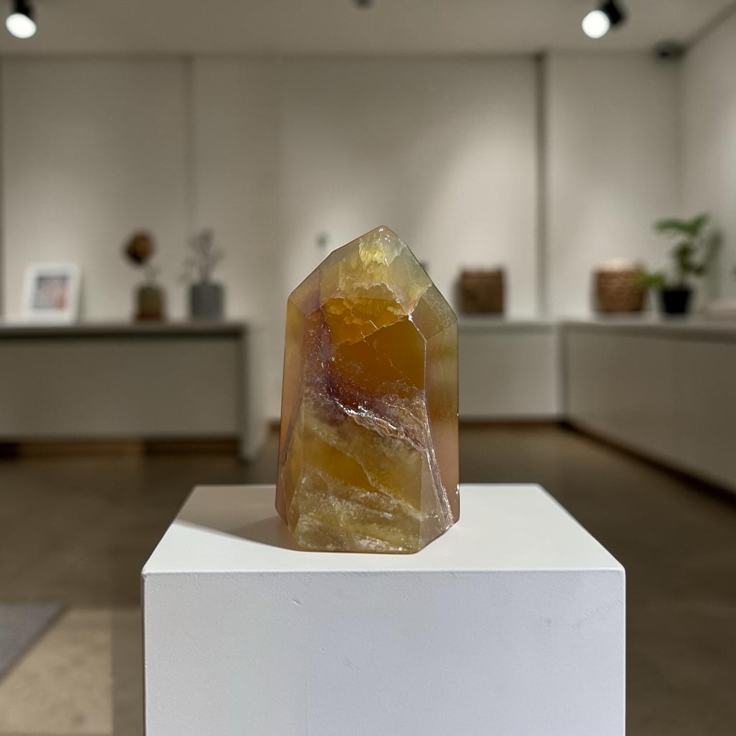 Natural Yellow Rainbow Fluorite Tower