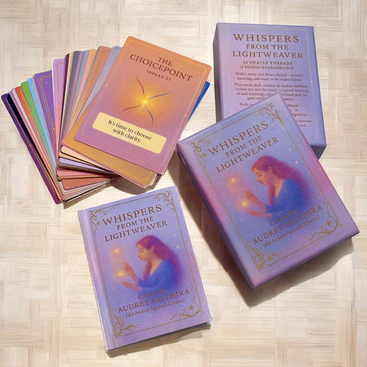 Whispers from the Lightweaver, An Oracle Card Deck by Audrey Aelthira (Pre-Order) with FREE Crystal Wish Tree Bottle