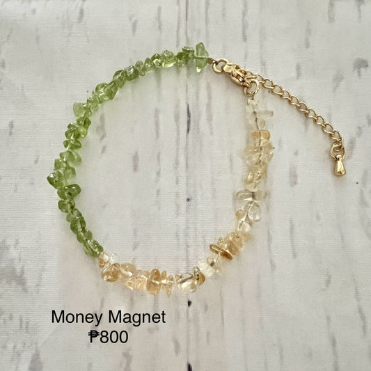 Money Magnet (Peridot and Citrine) in Stainless Steel Chain - Adjustable