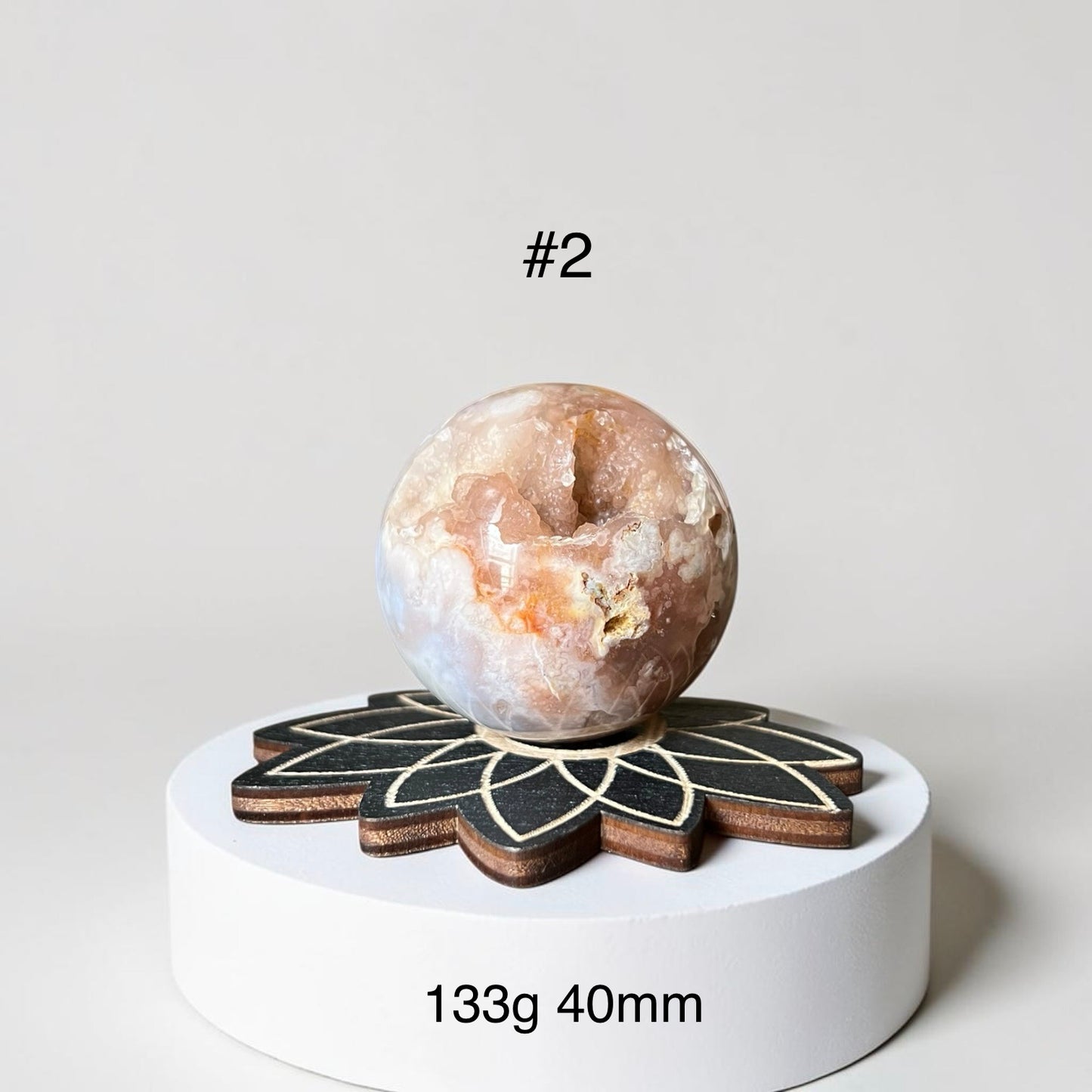 Cherry Blossom Druzy with Lotus Stand