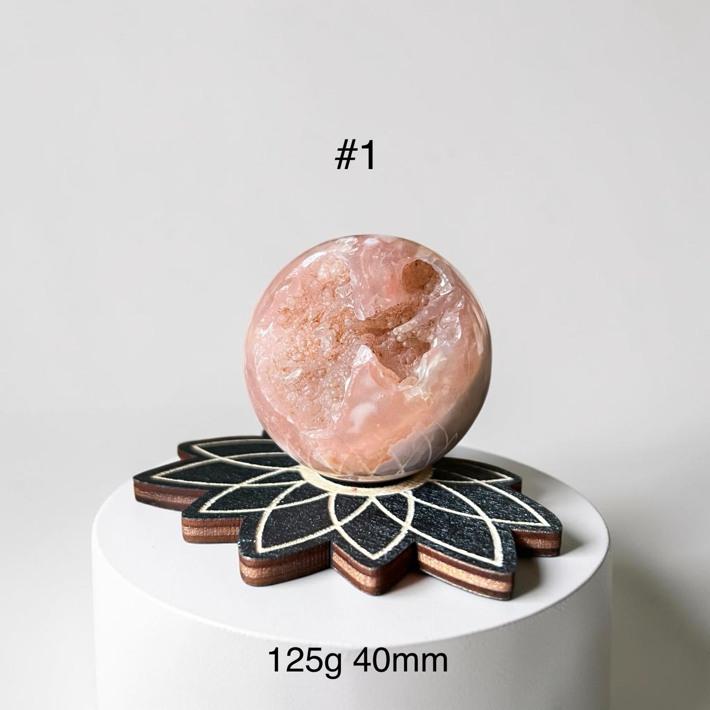Cherry Blossom Druzy with Lotus Stand