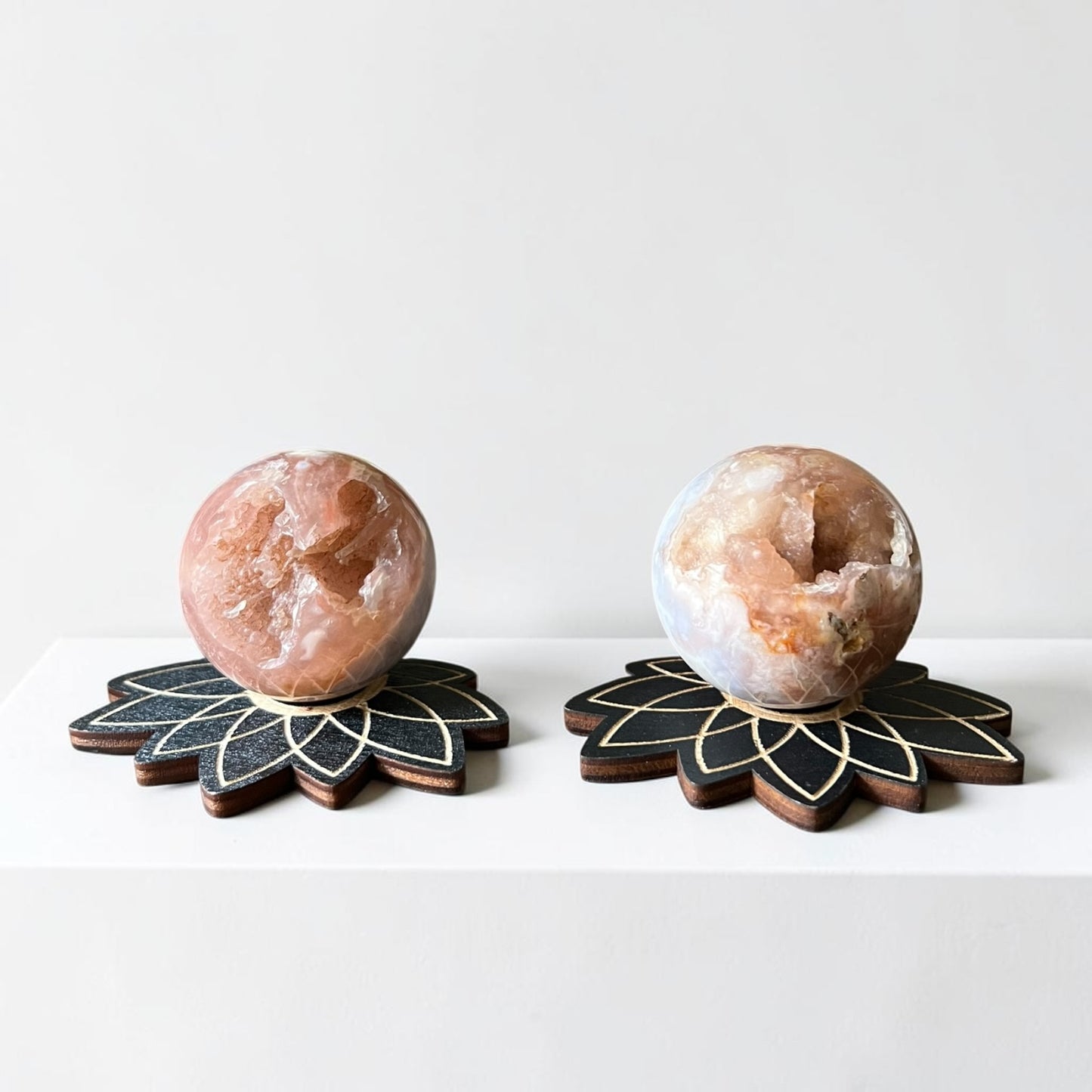 Cherry Blossom Druzy with Lotus Stand
