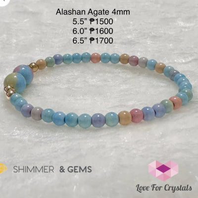 Alashan Agate 4Mm Bracelet With 14K Gold Filled Beads (Aaa) Bracelets