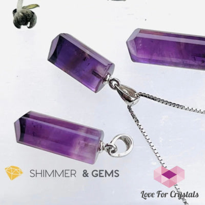 Amethyst Tube Pendant In 925 Silver (For Success) - Shimmer & Gems