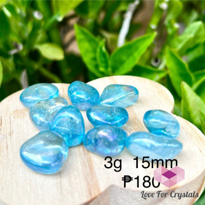 Aqua Aura w/ Platinum & Gold (Brazil) 3g 15mm Tumbled