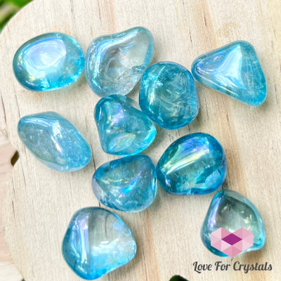Aqua Aura w/ Platinum & Gold (Brazil) Tumbled