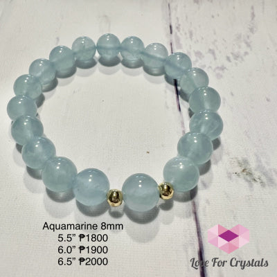 Aquamarine 8Mm Bracelet 5.5”