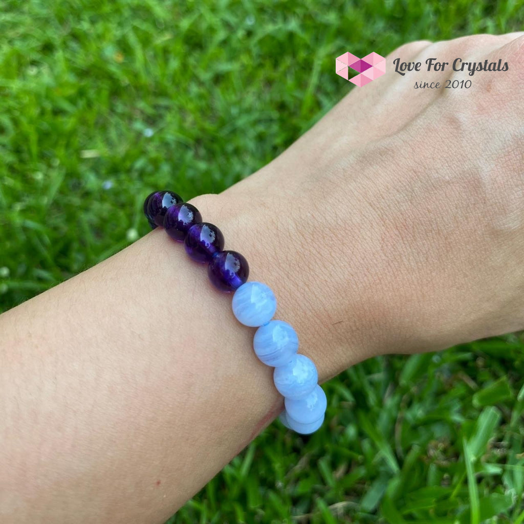 Aquarius Zodiac Remedy Bracelet (Blue Lace Agate& Amethyst)
