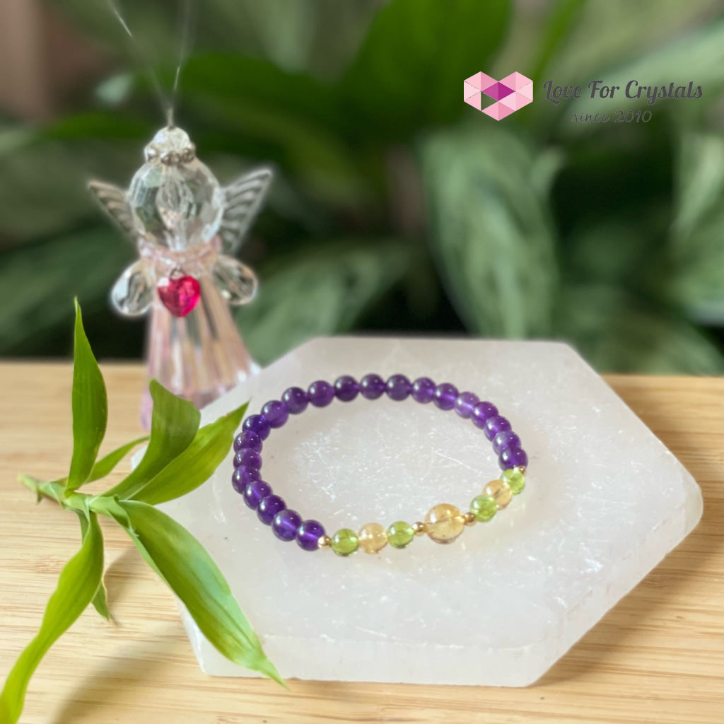 Attract Abundance Bracelet (Citrine Amethyst Peridot With 14K Gold-Filled Beads)