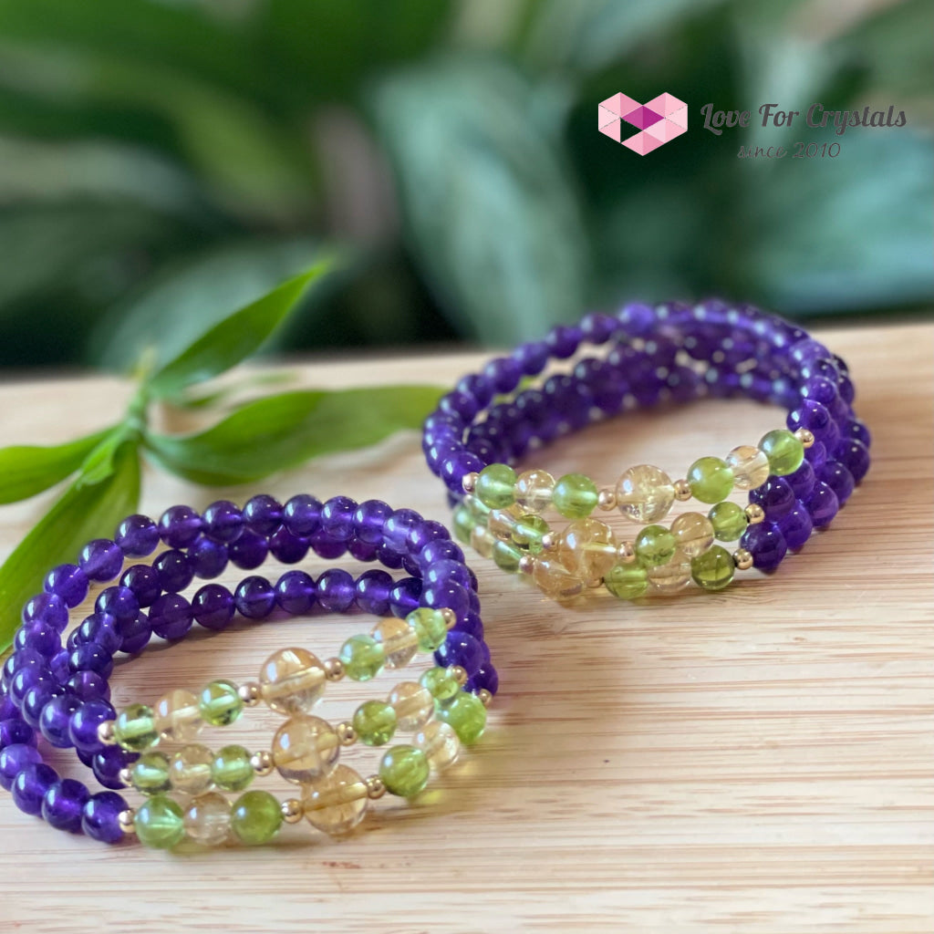 Attract Abundance Bracelet (Citrine Amethyst Peridot With 14K Gold-Filled Beads)