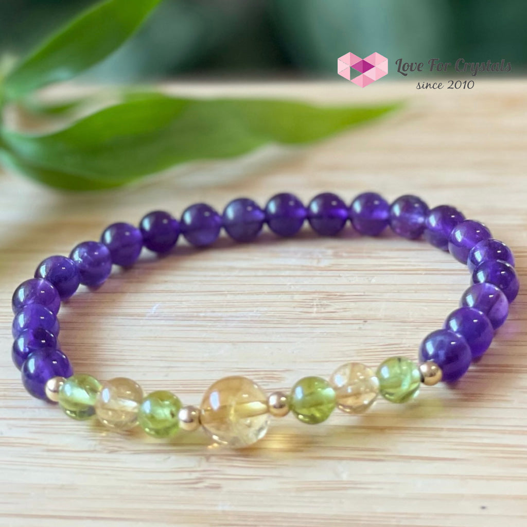 Attract Abundance Bracelet (Citrine Amethyst Peridot With 14K Gold-Filled Beads)