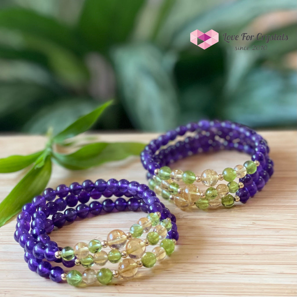 Attract Abundance Bracelet (Citrine Amethyst Peridot With 14K Gold-Filled Beads)