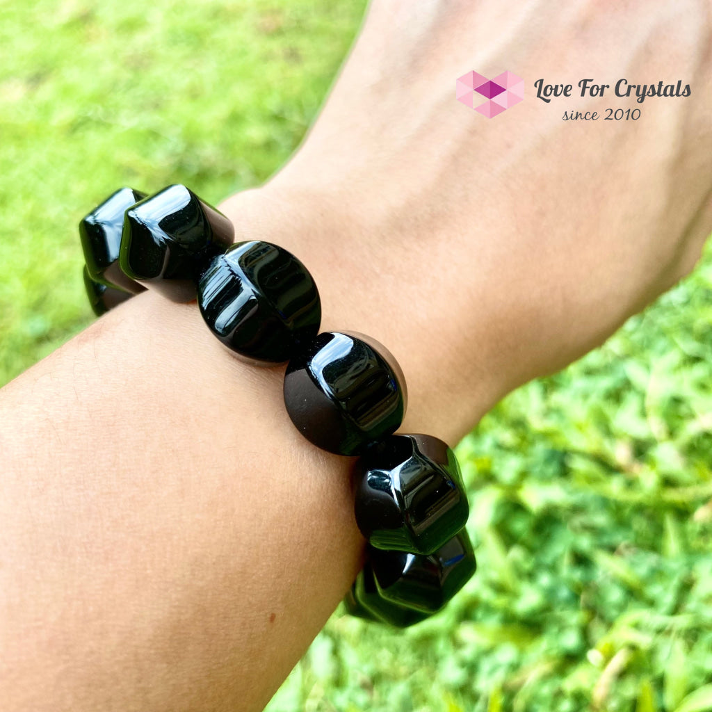 Black Onyx 10Mm Faceted Bracelet