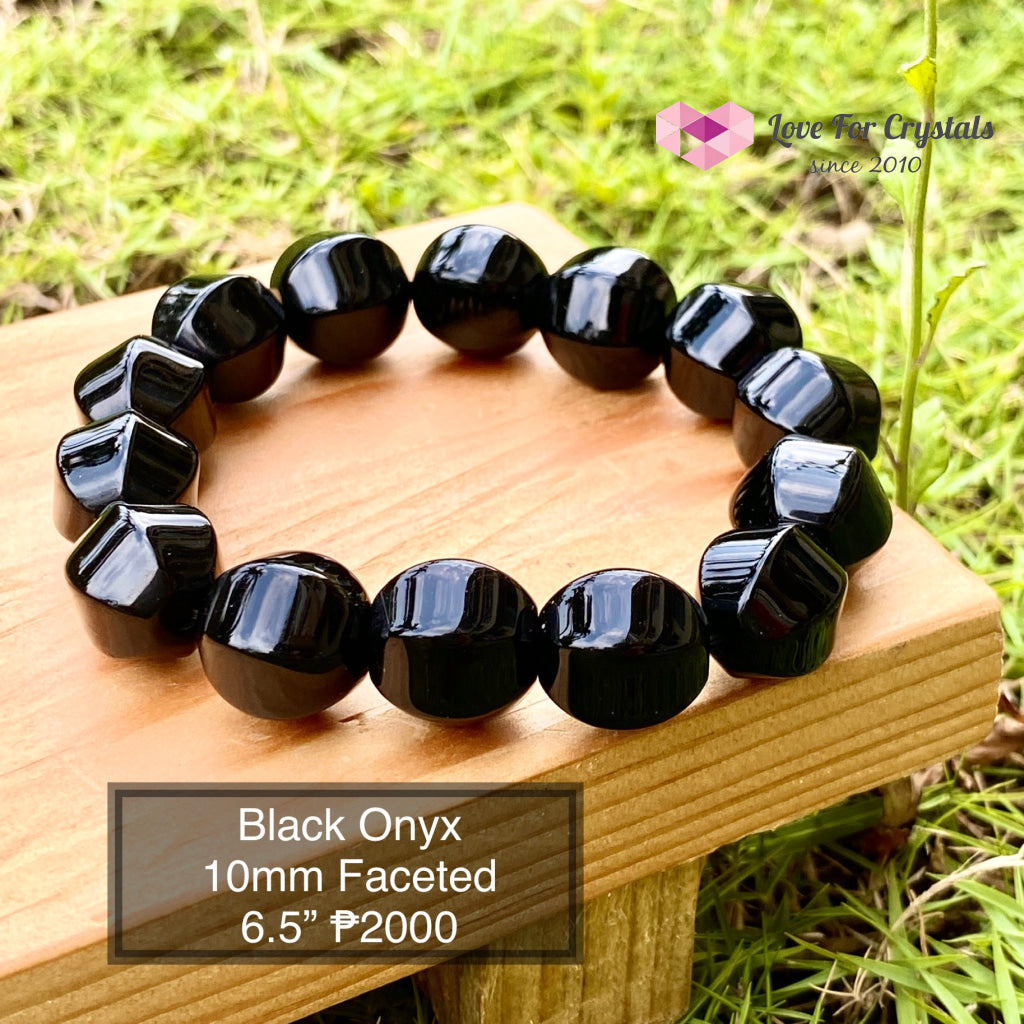 Black Onyx 10Mm Faceted Bracelet