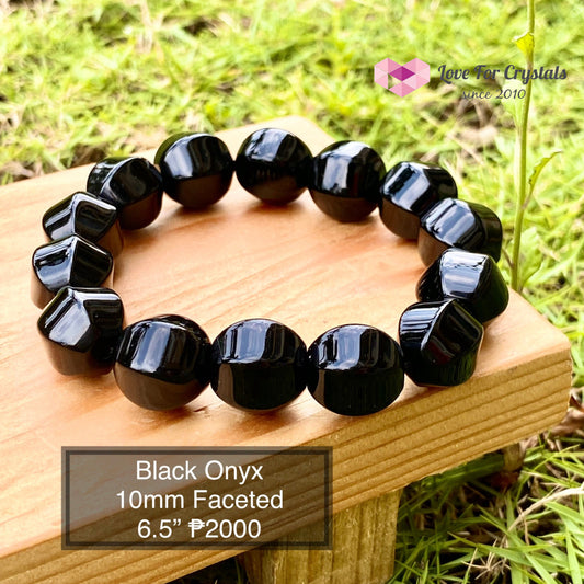 Black Onyx 10Mm Faceted Bracelet