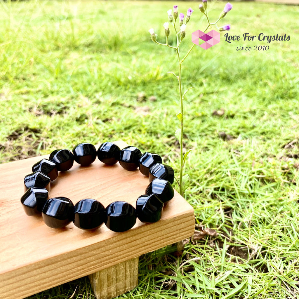 Black Onyx 10Mm Faceted Bracelet 6.5