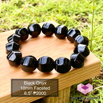 Black Onyx 10Mm Faceted Bracelet