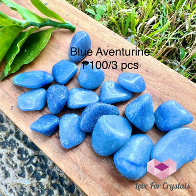 Blue Aventurine Tumbled Quartz Crystal (Brazil) Pack Of 3 (10Mm)